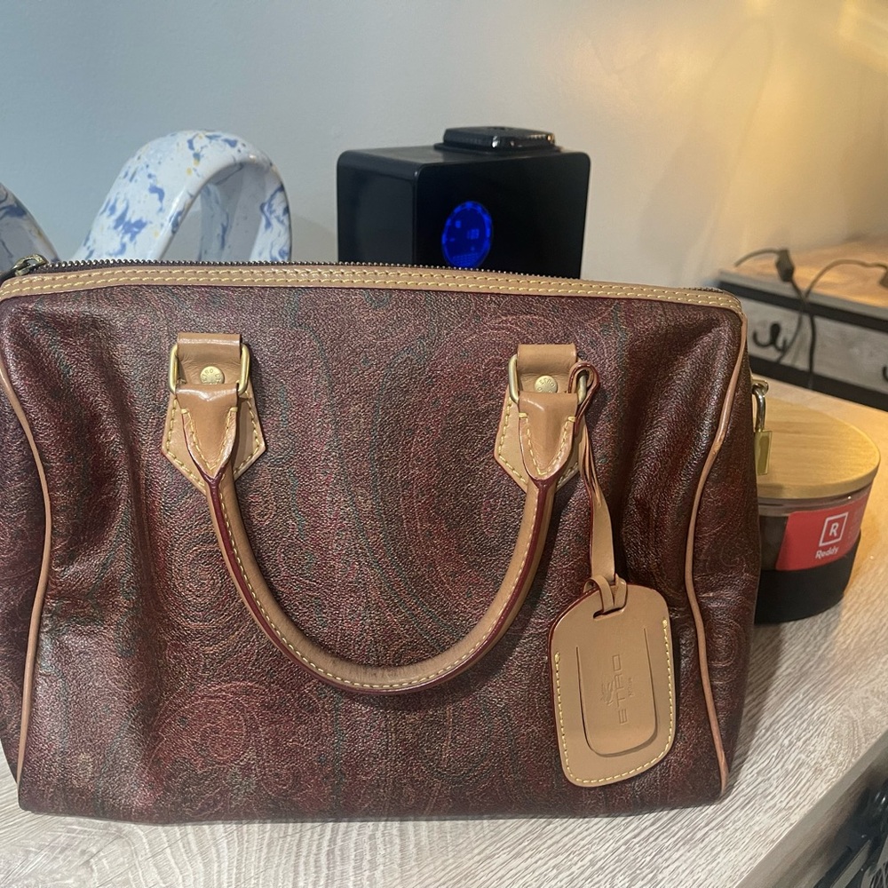 Etro Milano with lockpad Elegant Brown Leather Handbag